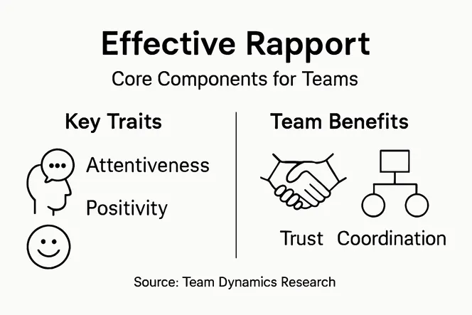 Infographic summarizing key components of team rapport