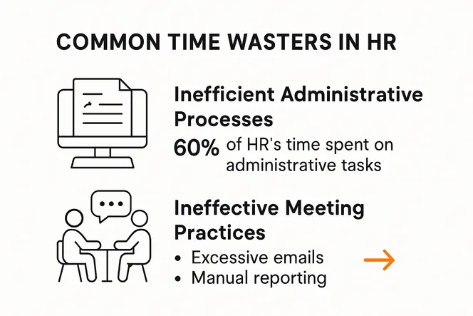 Infographic showing common HR time wasters and solutions