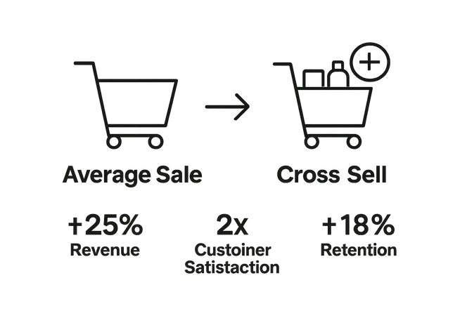 Infographic comparing average sale to cross sell impact