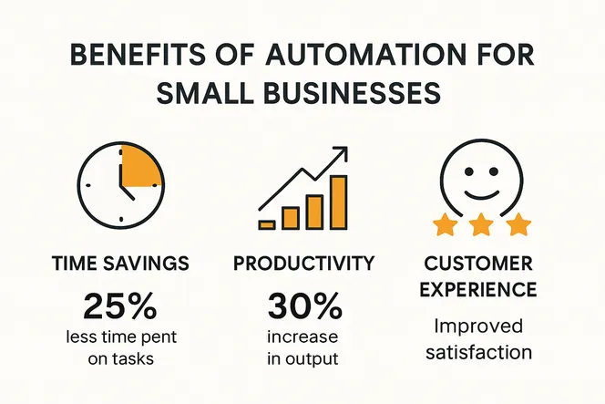 Infographic of small business automation benefits and statistics