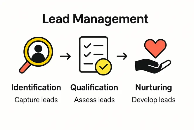 Lead management stages infographic for beginners