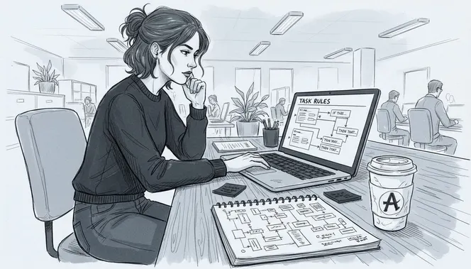 Professional sets up workflow automation rules